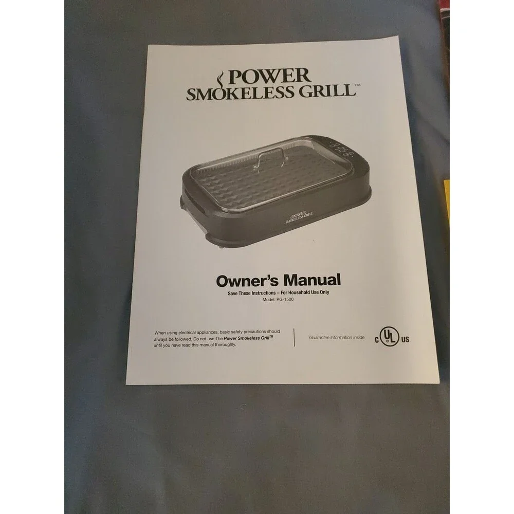 2 Power XL Smokeless Grill PG-1500FDR Manuals Owner's & Recipe TriStar Products